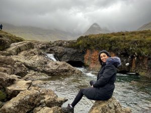 Scholar sitting by the lake